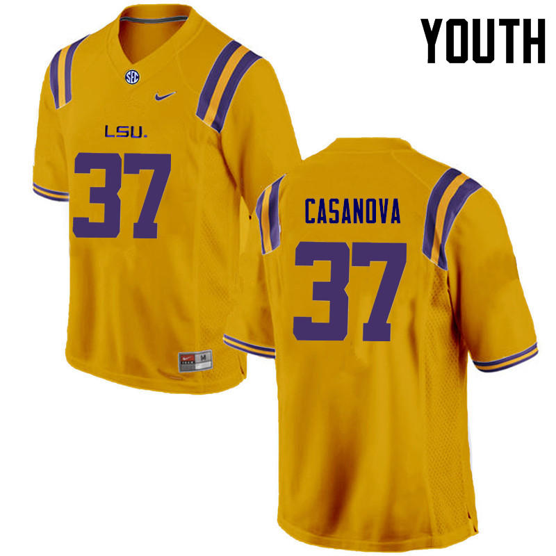Youth LSU Tigers #37 Tommy Casanova College Football Jerseys Game-Gold